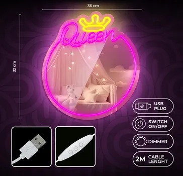 NEON LED OGLEDALO QUEEN BIJELA I ROZA FMNE04 FOREVER LIGHT (5 / 9)