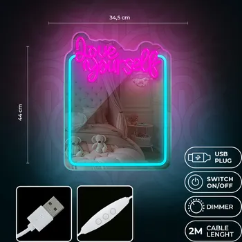 NEON LED OGLEDALO LOVE YOURSELF TIRKIZNA/ROZA FMNE01 FOREVER LIGHT (6 / 10)