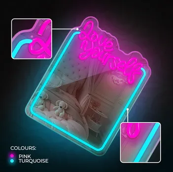 NEON LED OGLEDALO LOVE YOURSELF TIRKIZNA/ROZA FMNE01 FOREVER LIGHT (8 / 10)