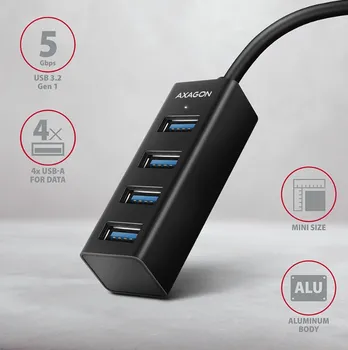 AXAGON MINIJATURNI METALNI HUB USB 3.2 SA ČETIRI PORTA (3 / 4)