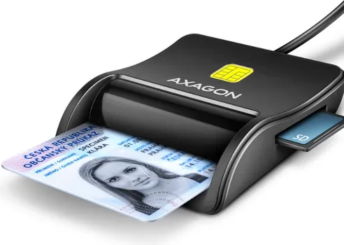 AXAGON KOMPAKTNI DESKTOP USB KONTAKT SMART/ID & SD/MICROSD/SIM ČITAČ KARTICA SA DUGIM USB-A KABLOM (1 / 3)