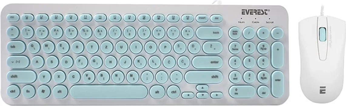 EVEREST TASTATURA I MIŠ SET, TIRKIZ PLAVA, KM-01K (1 / 3)