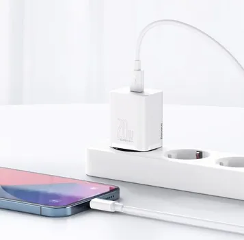 BASEUS WALL CHARGER SUPER SI PD 20W 1X USB-C WHITE + USB-C - LIGHTNING CABLE BRA010571 (2 / 2)
