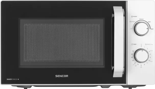 SENCOR SMW 1918WH MIKROTALASNA RERNA │ ZAPREMINA: 20L │ SNAGA: 700W │ PREČNIK TANJIRA: 25,5 CM │ OTVARANJE VRATA: LEVO │ DIMENZIJE: 25,9 X 44 X 36,4 CM │ BOJA: BIJELA │ TEŽINA: 10 KG (1 / 7)