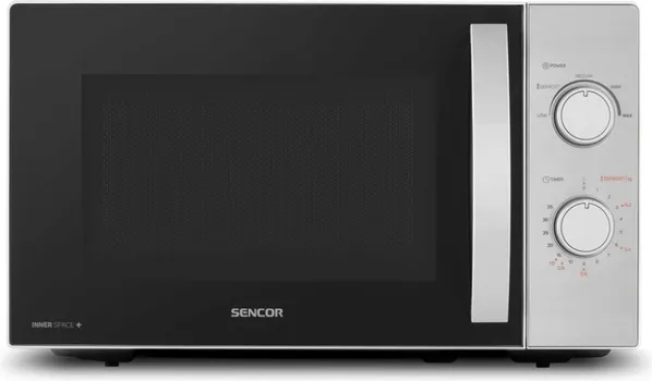 SENCOR SMW 2120SS MIKROTALASNA RERNA │ SNAGA: 700W │ KAPACITET: 20L │ ROTIRAJUĆI TANJIR: 25.5CM │ DIMENZIJE: 440MM X 364MM X 259MM │ TEŽINA: 10KG │ MATERIJAL: NERĐAJUĆI ČELIK, EMAJL │ BOJA: SIVA │ FUNKCIJE: TAJMER, ZVUČNI SIGNAL, 5 NIVOA SNAGE │ KONTROLA: MEHANIČKA (1 / 5)