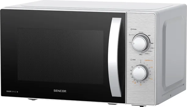 SENCOR SMW 4320SS MIKROTALASNA RERNA │ SNAGA: 700W │ SNAGA GRILA: 1.000W │ KAPACITET: 20L │ ROTIRAJUĆI TANJIR: 25.5CM │ DIMENZIJE: 440MM X 364MM X 259MM │ TEŽINA: 11.5KG │ MATERIJAL: NERĐAJUĆI ČELIK, EMAJLIRANI METAL │ BOJA: INOX │ FUNKCIJE: TAJMER, ODMRZAVANJE, ZVUČNI SIGNAL │ KONTROLA: MEHANIČKA (1 / 8)