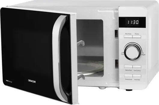 SENCOR SMW 5017WH MIKROTALASNA RERNA │ TIP: MIKROTALASNA RERNA │ SNAGA: 800W │ KAPACITET: 17L │ DIMENZIJE: 451MM X 354MM X 256MM │ MATERIJAL: EMAJL │ BOJA: BELA │ FUNKCIJE: TAJMER, ODMRZAVANJE, ZVUČNI SIGNAL, DEČIJA SIGURNOSNA ZAŠTITA │ KONTROLA: MEHANIČKA │ OSTALO: 8 PROGRAMA, TIHI RAD, LED DISPLEJ (2 / 10)