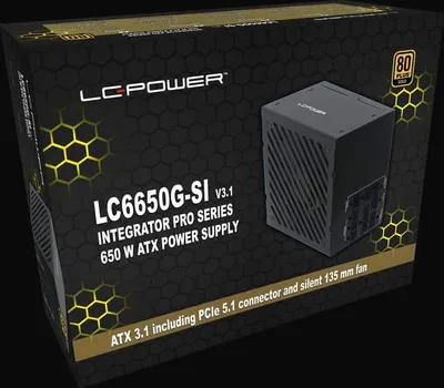 LC POWER PSU 650W GOLD80+ GOLD, 135MM FAN, APFC,ATX 3.1, 3XPCIE, 6XSATA (1 / 2)