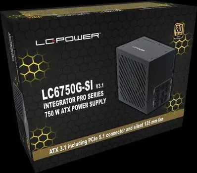 LC POWER PSU 750W GOLD80+ GOLD, 135MM FAN, APFC,ATX 3.1, 3X9CIE, 6X SATA (1 / 2)
