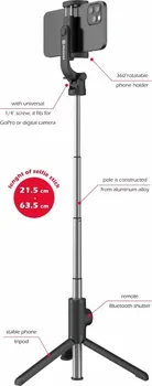 SWISSTEN TRIPOD PRO BLUETOOTH SELFIE STICK ALUMINUM (1 / 1)