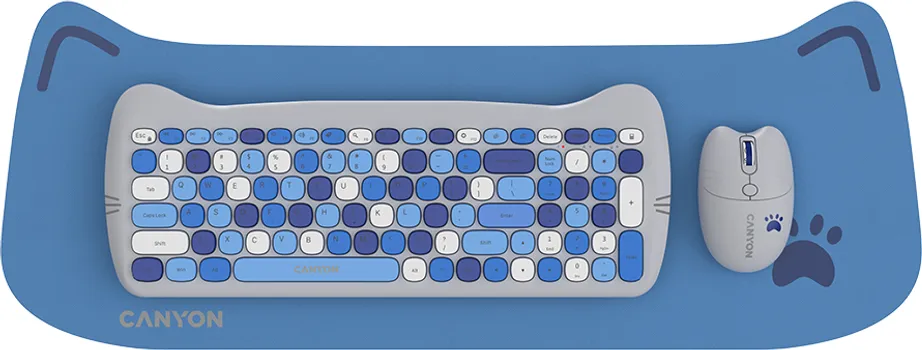 CANYON MIŠ,TASTATURA I PODLOGA SET HSET-W6 BIH LAYOUT KITTY EDITION WIRELESS BLUE (1 / 1)