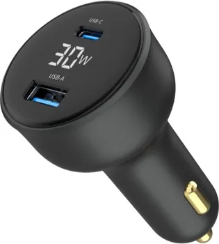 2-PORTNI USB BRZI PUNJAČ ZA AUTO, TYPE-C PD, LCD, 30 W, CRNI (1 / 4)