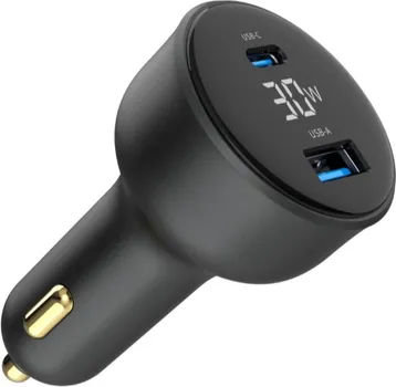 2-PORTNI USB BRZI PUNJAČ ZA AUTO, TYPE-C PD, LCD, 30 W, CRNI (4 / 4)