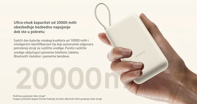 XIAOMI POWERBANK 20000MAH,33W PLAVI, SA KABLOM (7 / 8)