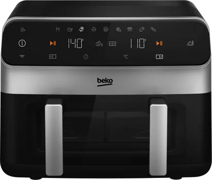 BEKO FRL 6488 B AIRFRYER FRITEZA NA VRUĆI VAZDUH │ SNAGA: 2400W │ KAPACITET: 9.5L │ 2 KOMORE S NEZAVISNIM UPRAVLJANJEM │ 9 AUTOMATSKIH PROGRAMA │ MATCH COOK FUNKCIJA │ NELJEPLJIVA UNUTRAŠNJOST │ TAJMER I KONTROLA TEMPERATURE │ ZAŠTITA OD PREGRIJAVANJA │ PRANJE U MAŠINI ZA SUDOVE (1 / 6)