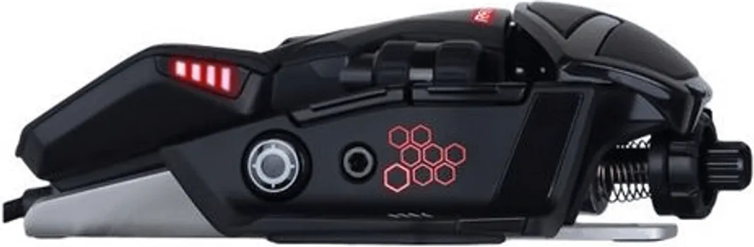 MADCATZ R.A.T. 6+ GAMING MIŠ (MR04DCINBL000-0) │ SENZOR: PMW3360, OPTIČKI │ DPI: DO 12.000 │ BRZINA: 250 IPS │ UBRZANJE: 50G │ POLLING RATE: 1MS │ TASTERA: 11 │ RGB OSVJETLJENJE: 16.8M BOJA │ ERGONOMSKI DIZAJN (ZA DEŠNJAKE) │ PODESIV OSLONAC ZA DLAN I TEŽINA │ DIMENZIJE: 119 X 88 X 39 MM │ TEŽINA: 120 G │ KABEL: PLETENI, 1.8 M (2 / 3)