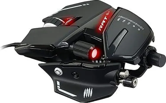 MADCATZ R.A.T. 8+ GAMING MIŠ (MR05DCINBL000-0) │ SENZOR: PIXART PWM3389 (OPTIČKI) │ DPI: DO 16.000 │ BRZINA: 400 IPS │ UBRZANJE: 50G │ POLLING RATE: 2000HZ / 0.5MS │ TASTERA: 11 │ PREKIDAČI: OMRON (50M) │ RGB: 16.8M BOJA │ MEMORIJA: 4 PROFILA │ DODATNA OPREMA: OSLONCI ZA DLAN I PRST, 3 TEGOVA │ TEŽINA: 157 G │ DIMENZIJE: 119 X 88 MM │ KABEL: PLETENI, 1.8 M │ OBLIK: ERGONOMSKI (ZA DEŠNJAKE) (2 / 5)