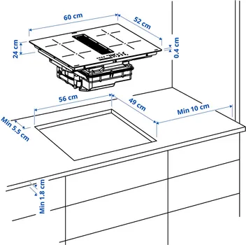 IKEA FÖRDELAKTIG INDUCTION HOB/INTEGRATED EXTRACTOR, 60 CM 405.158.65 (15 / 15)