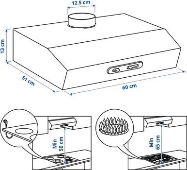 IKEA LAGAN WALL MOUNTED EXTRACTOR HOOD, 60 CM 504.013.83 (7 / 7)
