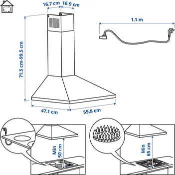 IKEA RYTMISK WALL MOUNTED EXTRACTOR HOOD, 60 CM 803.889.69 (7 / 9)
