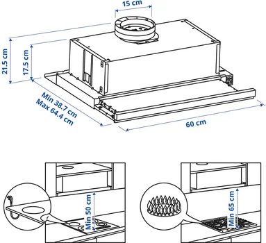 IKEA UTDRAG BUILT-IN EXTRACTOR HOOD, 60 CM 103.891.42 (8 / 8)