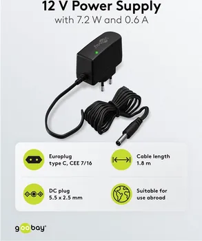 GOOBAY POWER SUPPLY 12V 7,2W 0,6A 5,5MM X 2,5 DC 64974 64974 (5 / 5)