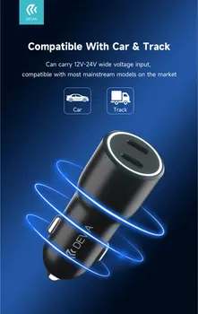 APPLE DEVIA SMART 40W PD 2X USB-C CAR CHARGER │ SNAGA: 40W UKUPNO (2X20W) │ PORTOVI: 2X USB-C │ PROTOKOLI: PD3.0, PPS, QC3+, FCP, VOOC, 2.4A ITD. │ LED OSVETLJENJE I NEKLIZAJUĆI DIZAJN │ UGRAĐENA ZAŠTITA ZA BEZBJEDNO PUNJENJE │ KOMPATIBILAN SA 12–24V VOZILIMA (5 / 6)