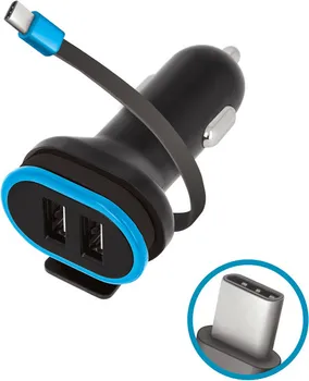 FOREVER CC-02 AUTO PUNJAČ │ 2X USB IZLAZA │ UKUPNA SNAGA: 3A │ USB-C KABL 0,2 M │ BOJA: CRNA (1 / 1)