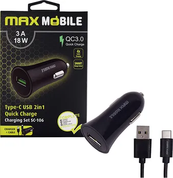 MAXMOBILE ADAPTER SC-106 QC 3.0 18W QUICK CHARGE 3A + TYPE C CRNI (1 / 1)