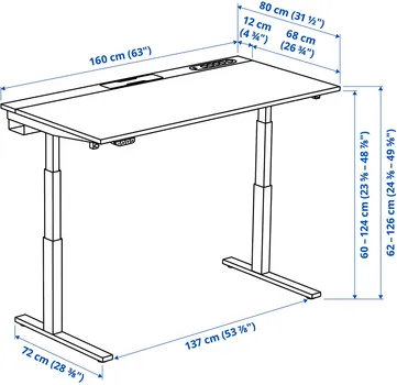 IKEA MITTZON 160 x 80 x 62-126 cm 495.302.01 (9 / 9)