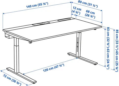 IKEA MITTZON 140 x 80 x 65-85 cm 895.281.40 (9 / 9)