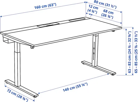 IKEA MITTZON 160 x 80 x 65-85 cm 095.290.87 (12 / 12)