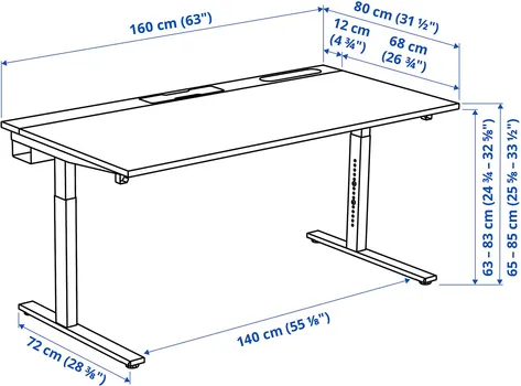 IKEA MITTZON 160 x 80 x 65-85 cm 695.291.12 (14 / 14)