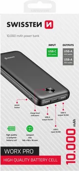 SWISSTEN POWER BANK 10000 MAH WORX PRO BLACK (1 / 1)