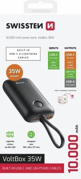 SWISSTEN POWERBANK VOLTBOX 35W 10000 MAH WITH BUILT-IN CABLES USB-C, LIGHTNING (1 / 3)
