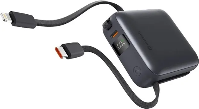 SWISSTEN POWER BANK 10000 MAH WITH BUILT-IN CABLES USB-C AND LIGHTNING SPACE SILVER (1 / 1)