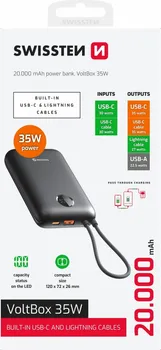 SWISSTEN POWERBANK VOLTBOX 35W 20000 MAH WITH BUILT-IN CABLES USB-C, LIGHTNING (3 / 3)