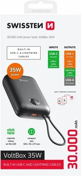 SWISSTEN POWERBANK VOLTBOX 35W 30000 MAH WITH BUILT-IN CABLES USB-C, LIGHTNING (3 / 3)