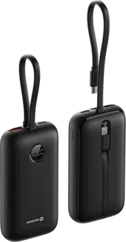 SWISSTEN VOLTBOX 35W 10000MAH WITH BUILT-IN CABLES USB-C, LIGHTNING │ KAPACITET: 10000 MAH (3.85V, 38.5 WH) │ TIP: LI-JONSKA BATERIJA │ DIMENZIJE: 11×5.6×2.7 CM │ TEŽINA: 196 G │ MATERIJAL: VATROOTPORNI ABS + POLIKARBONAT │ ULAZ: USB-C DO 22.5W │ IZLAZ: USB-C DO 35W, USB-A DO 22.5W │ UGRAĐENI USB-C I LIGHTNING KABLOVI │ PPS: DO 29.7W │ LED DISPLEJ ZA STATUS PUNJENJA (3 / 3)