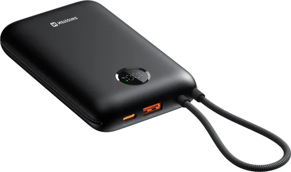 SWISSTEN VOLTBOX 35W 30000MAH POWERBANK WITH BUILT-IN CABLES USB-C, LIGHTNING │ KAPACITET: 30,000 MAH (3.85V, 115.5 WH) │ TIP: LI-POLIMERSKA BATERIJA │ DIMENZIJE: 12×7.6×3.7 CM │ TEŽINA: 432 G │ MATERIJAL: VATROOTPORNI ABS + POLIKARBONAT │ LED DISPLEJ │ ULAZI: USB-C DO 30W │ IZLAZI: USB-C DO 35W, USB-A DO 22.5W │ UGRAĐENI USB-C I LIGHTNING KABLOVI (3 / 4)