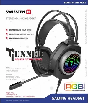 SWISSTEN GUNNER GAMING [50MM / WIRED] (1 / 2)