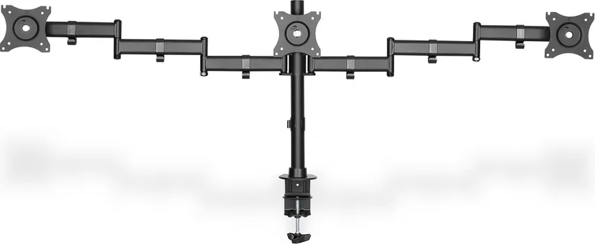 DIGITUS DA-90362 NOSAČ ZA 3 MONITORA, MAKSIMALNA TEŽINA 8KG, PODRŽANE DIJAGONALE OD 15 DO 27 , MOŽE SE ROTIRATI ZA 360°, ZA RADNE (1 / 5)