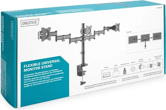 DIGITUS DA-90362 NOSAČ ZA 3 MONITORA, MAKSIMALNA TEŽINA 8KG, PODRŽANE DIJAGONALE OD 15 DO 27 , MOŽE SE ROTIRATI ZA 360°, ZA RADNE (3 / 5)