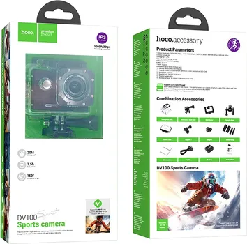 HOCO SPORTS CAMERA WITH SCREEN 2 1080P/30FPS DV100 BLACK (5 / 9)