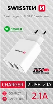 SWISSTEN TRAVEL CHARGER SMART IC 2xUSB-A POWER [2.1A / 10W] (2 / 2)