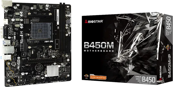 BIOSTAR MB B450 AM4 2 X DDR4 4 X SATA II 1 X VGA PORT 1 X HDMI PORT 1 X LAN PORT MICRO ATX (1 / 3)