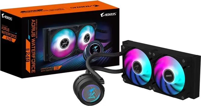 GIGABYTE AORUS WATERFORCE II 240 LIQUID CPU COOLER, 240MM RADIATOR(2X 120MM LOW NOISE ARGB FANS) (1 / 1)