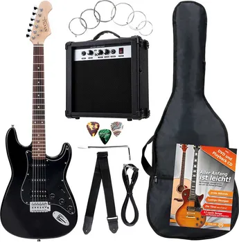 ROCKTILE BANGER’S PACK E-GUITAR SET BLACK ELEKTRICNA GITARA + TORBA, GITARSKO POJACALO, KAIS, KABAL, SET ZICA,... (1 / 10)