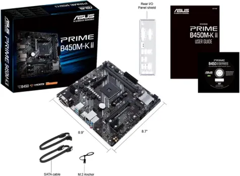 ASUS PRIME B450M-K II AM4 MATX MB - AMD B450 2XDIMM DDR4 1XM.2 4XSATA PCIE 3.0 1GB ETHERNET 1XD-SUB 1XDVI-D 1XHDMI (8 / 8)
