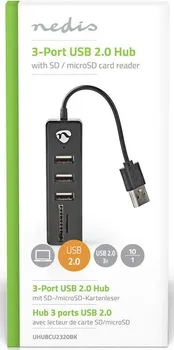 USB HUB SA ČITAČEM KARTICA 4U1 NEDIS 10CM (1 / 4)